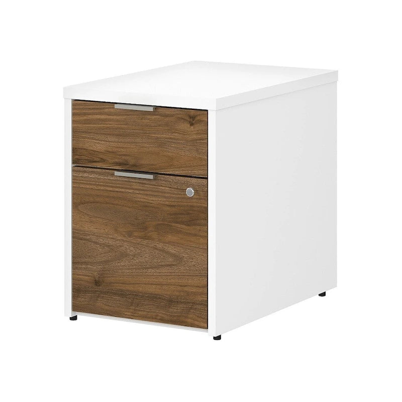 White & Walnut 2-Drawer File Cabinet - Assembled