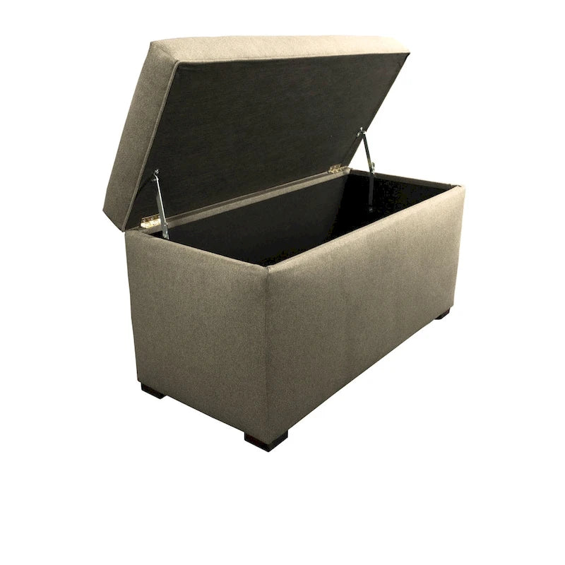 Beige Button-Tufted Storage Trunk Bench