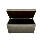 Beige Button-Tufted Storage Trunk Bench