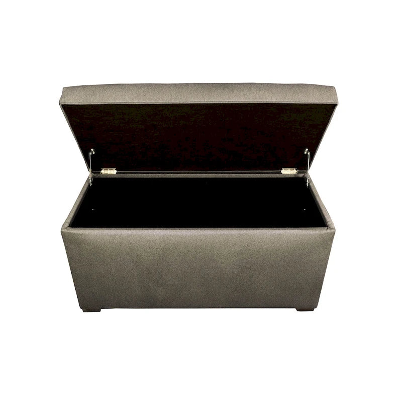 Beige Button-Tufted Storage Trunk Bench