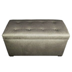 Beige Button-Tufted Storage Trunk Bench
