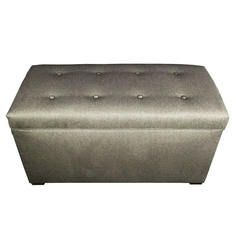 Beige Button-Tufted Storage Trunk Bench