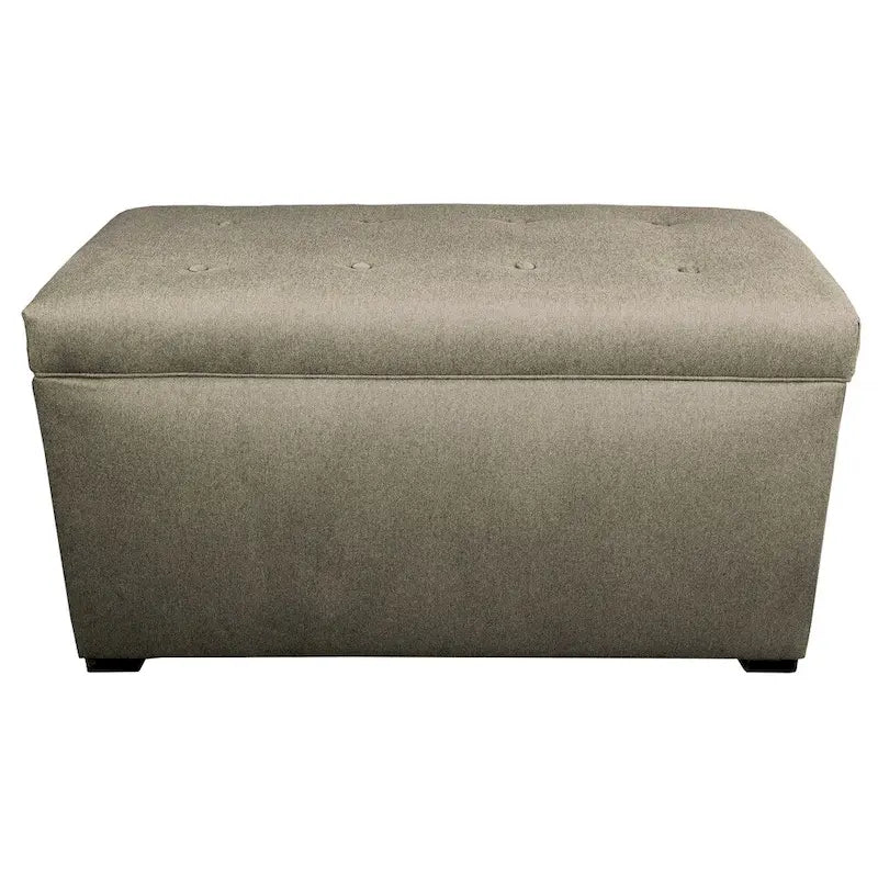 Beige Button-Tufted Storage Trunk Bench
