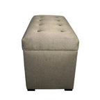 Beige Button-Tufted Storage Trunk Bench