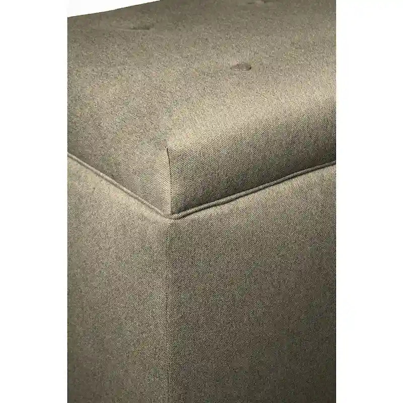 Beige Button-Tufted Storage Trunk Bench