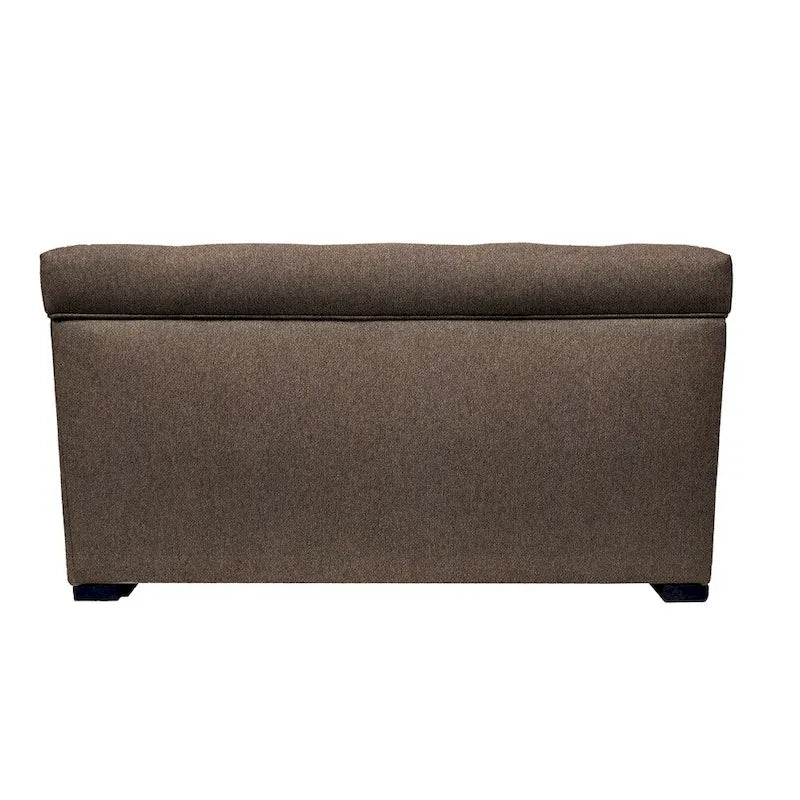 Beige Button-Tufted Storage Trunk Bench