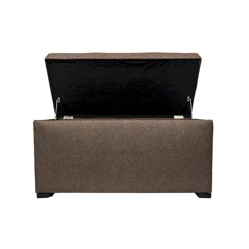 Beige Button-Tufted Storage Trunk Bench