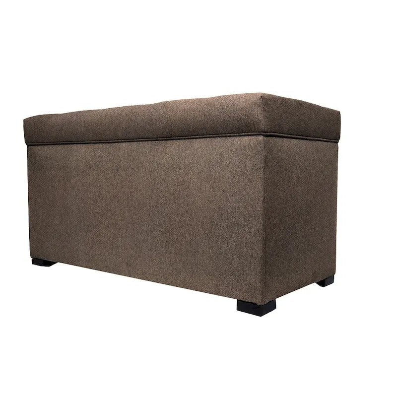 Beige Button-Tufted Storage Trunk Bench