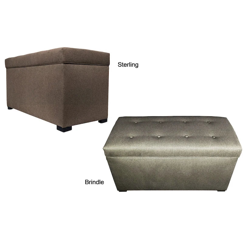 Beige Button-Tufted Storage Trunk Bench