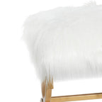 Metal Bench with White Faux Fur Top - Gold - Roche River Dcor. - 17Wx42Lx20H
