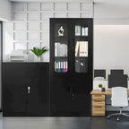 5-Tier Metal Storage Cabinet Glass Display Cabinet with Lockable Doors and Adjustable Shelves