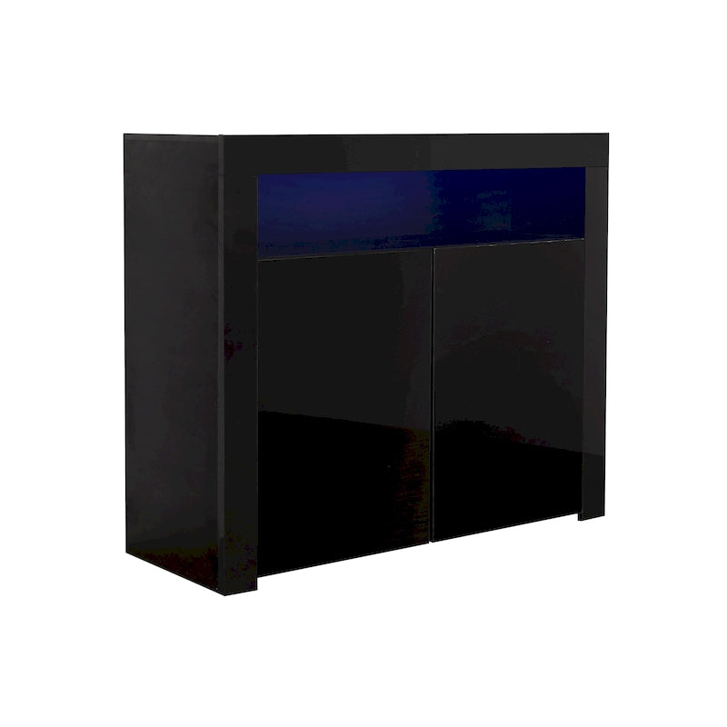 Contemporary 2-Door Storage Cabinet with LED Lights