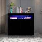 Contemporary 2-Door Storage Cabinet with LED Lights