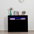 Contemporary 2-Door Storage Cabinet with LED Lights