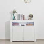 Contemporary 2-Door Storage Cabinet with LED Lights