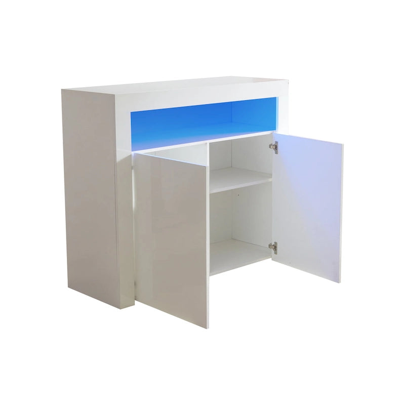 Contemporary 2-Door Storage Cabinet with LED Lights