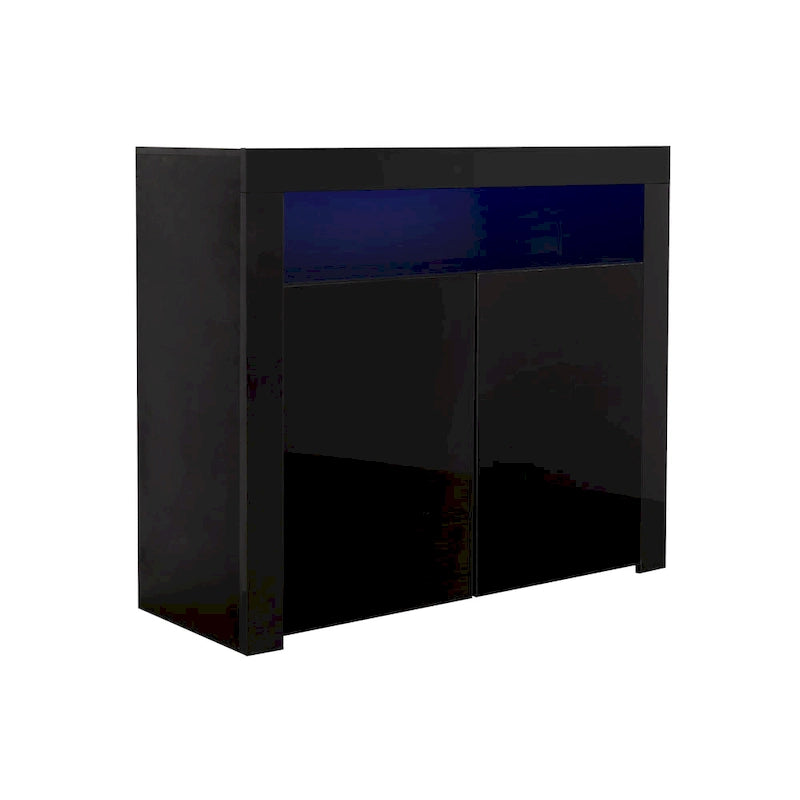 Contemporary 2-Door Storage Cabinet with LED Lights