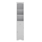 White/Grey Freestanding Linen Tower with 3-Tier Shelves - Space Saver Cabinet