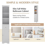 White/Grey Freestanding Linen Tower with 3-Tier Shelves - Space Saver Cabinet