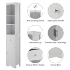 White/Grey Freestanding Linen Tower with 3-Tier Shelves - Space Saver Cabinet