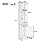 White/Grey Freestanding Linen Tower with 3-Tier Shelves - Space Saver Cabinet