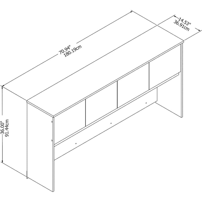 72W Office Hutch with 4 Doors
