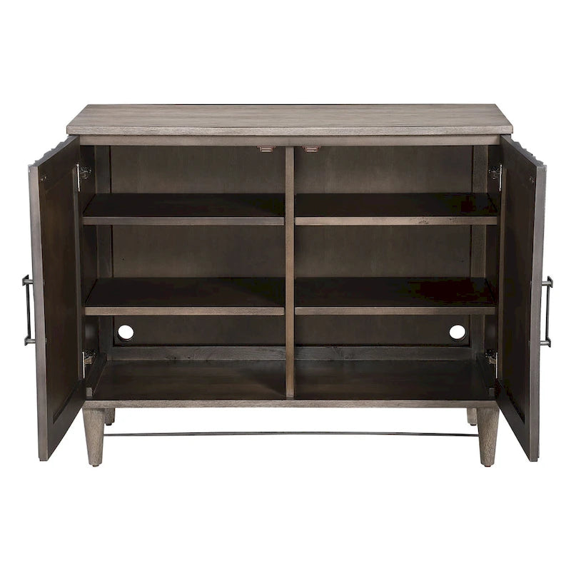Grey Oak 2-Door Cabinet with Starburst Design