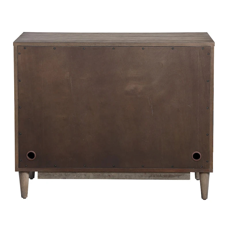 Grey Oak 2-Door Cabinet with Starburst Design