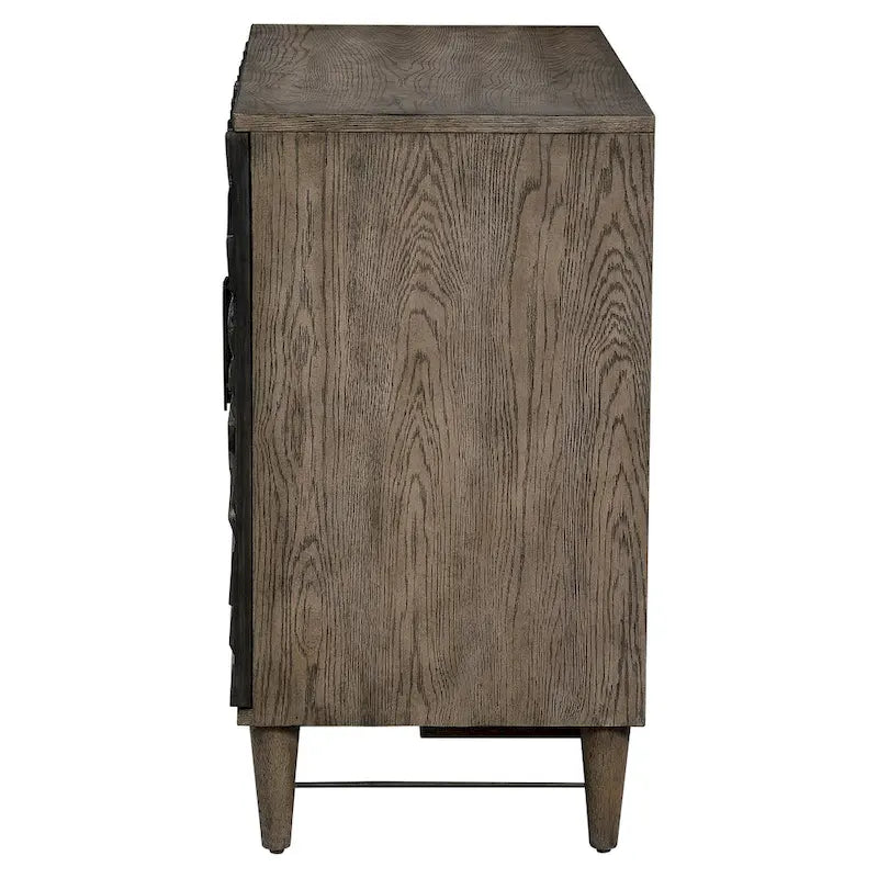Grey Oak 2-Door Cabinet with Starburst Design