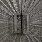 Grey Oak 2-Door Cabinet with Starburst Design