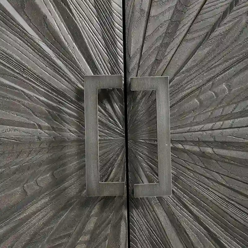 Grey Oak 2-Door Cabinet with Starburst Design