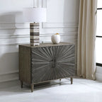 Grey Oak 2-Door Cabinet with Starburst Design