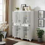 White Distressed 2-Piece Pantry Cabinet Set