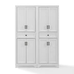 White Distressed 2-Piece Pantry Cabinet Set