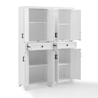 White Distressed 2-Piece Pantry Cabinet Set