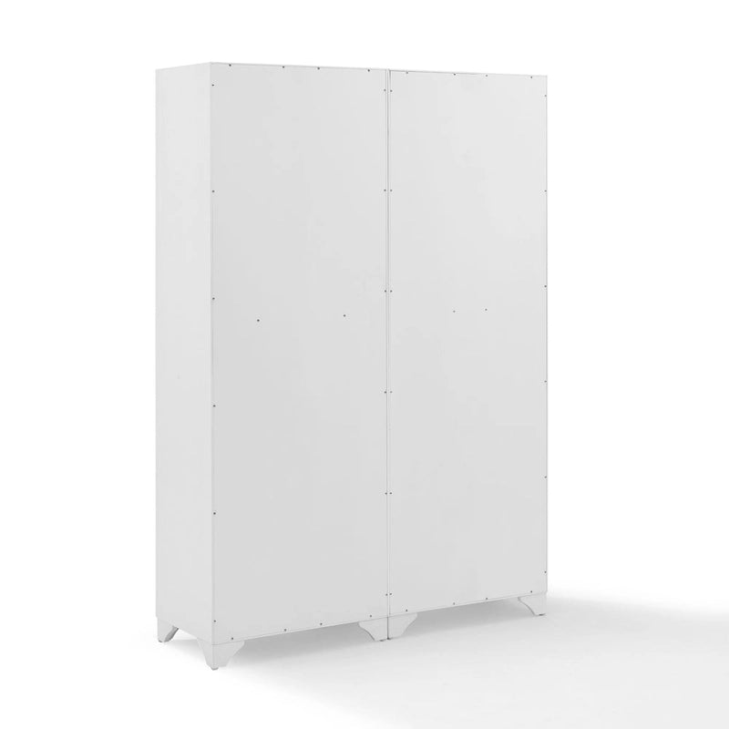 White Distressed 2-Piece Pantry Cabinet Set