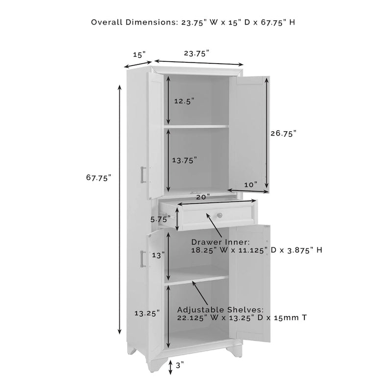 White Distressed 2-Piece Pantry Cabinet Set