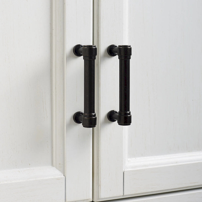 White Distressed 2-Piece Pantry Cabinet Set