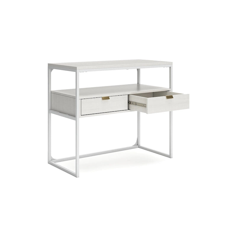 White Credenza with Gold Hardware - 2 Drawer Storage - Home Office