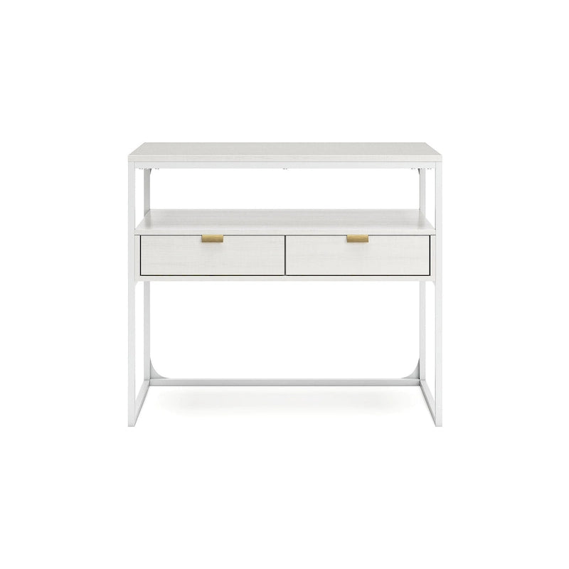 White Credenza with Gold Hardware - 2 Drawer Storage - Home Office
