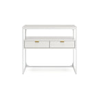 White Credenza with Gold Hardware - 2 Drawer Storage - Home Office