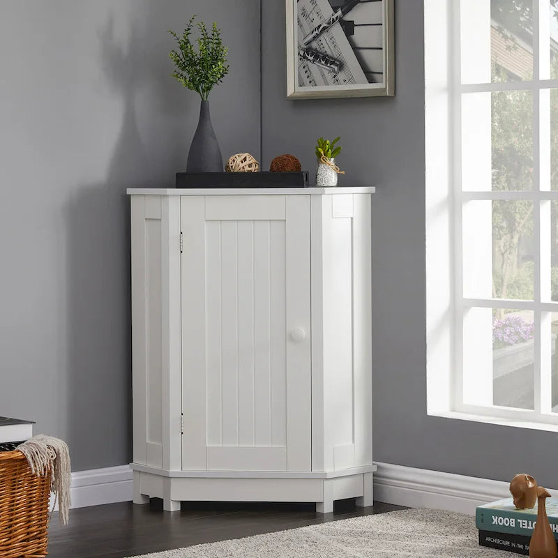 Triangle Corner Storage Cabinet with Shelf - N/A
