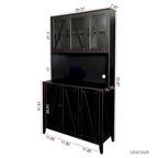 White Kitchen Pantry Cabinet with Glass Doors and Drawers