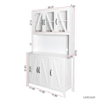 White Kitchen Pantry Cabinet with Glass Doors and Drawers
