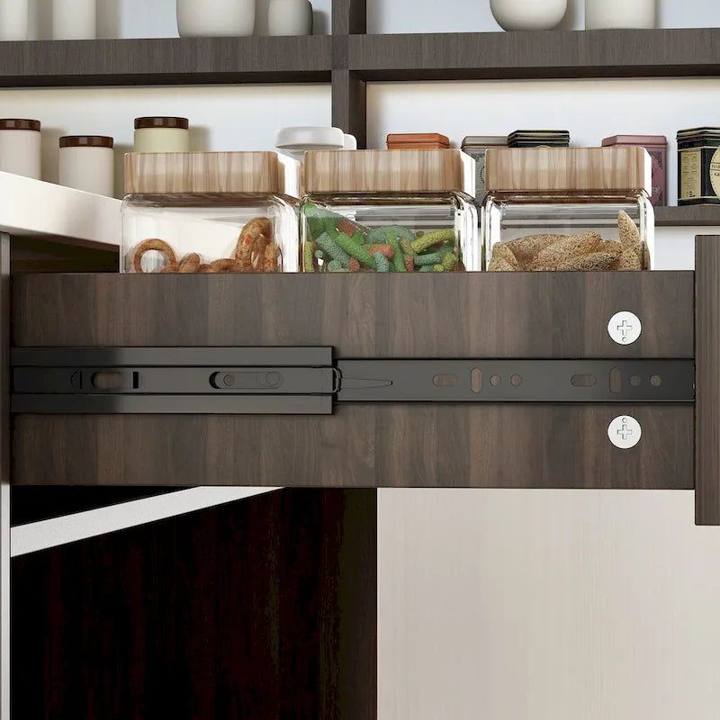 Server Table with 2 Drawers and Bottom Shelf Sideboard Buffet Cabinet - 55.1W