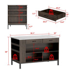 Server Table with 2 Drawers and Bottom Shelf Sideboard Buffet Cabinet - 55.1W