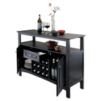 Black Buffet Cabinet with Wine Storage