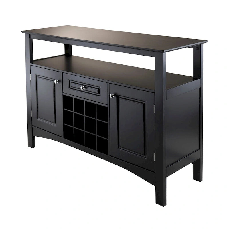 Black Buffet Cabinet with Wine Storage