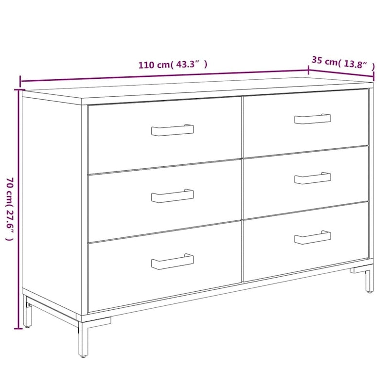 Sideboard Coffee Bar Buffet Cabinet Modern with Drawers Solid Wood Pine - 43.3 x 13.8 x 27.6