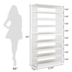9-Tier Wood Shoe Storage Rack with Acrylic Side for Entryway
